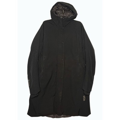 Stio Women's Parka Size Medium Shot 7 Goose Down Black Hood 36'' Goretex 800 Fill