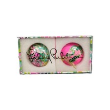 Lilly Pulitzer Plumeria Pink Ornaments Set of 2 New In Box