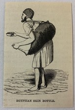 1883 small magazine engraving ~ EGYPTIAN SKIN BOTTLE