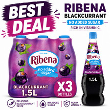 Ribena Blackcurrant Light Squash 1.5L Bottles (Pack of 3)