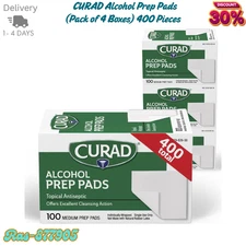 Curad Alcohol Prep Pads Swabs Wipes - 4Box 400 Counts Isopropyl Wipes Thick Pad