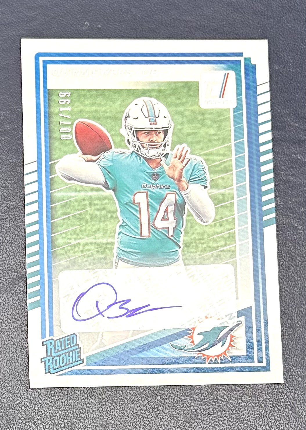 2025 Donruss #342 Quinn Ewers, Dolphins /199 RC Auto Rated Rookie Autograph