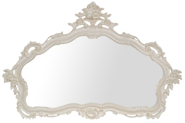 Biscottini Wandspiegel Antik Weiß Antik Finish Holz 110X72 Cm Shabby Chic-image