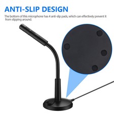 Mini USB Condenser Microphone with Stand - Plug  Play for PC/Laptop/Mac