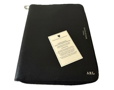 Aspinal A5 Padfolio Folio Tech Case Black Leather UVP195  - NEU Initialen ARL