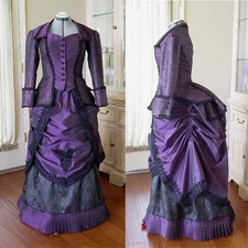 Purple Victorian Dress Victorian Gown Edwardian Walking Dress Bustle Ball Gown 
