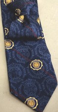 American Legion Men's Tie Navy Blue Gold Logo 100% Silk 19 1/2" Made in USA