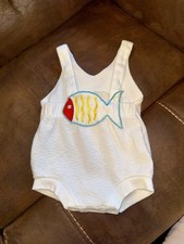 Vintage Carter s Sunsuit Romper Fish Boys Size 3-6 Months