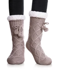 Womens Non Slip Slipper Socks Winter Warm Soft Cozy Fuzzy Fleece-lined Grippe...