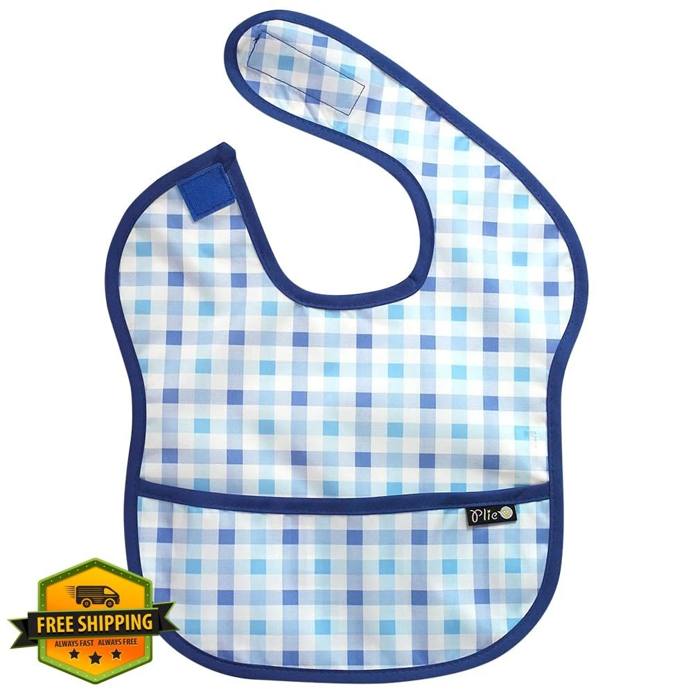 Plie Bibs Blue Check 6-24 Months