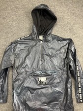 PINK Victoria's Secret Jacket Womens XS/S Gray Hooded 1/2 Zip Windbreaker Logo