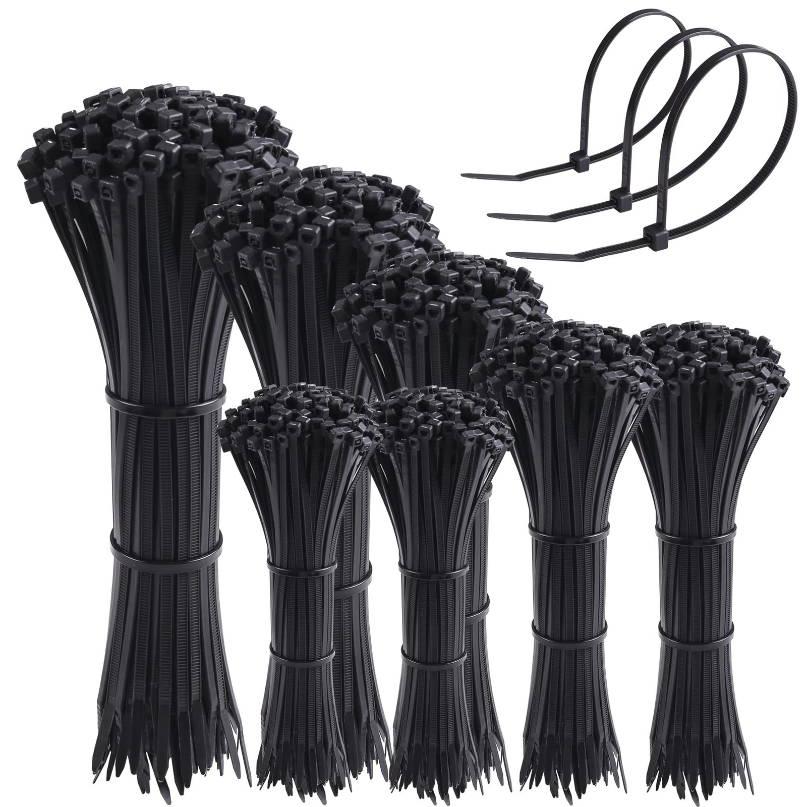 Cable Ties Assorted Sizes 4+6+8+10+12 Inch Zipties Heavy Duty Plastic Wire Ti...