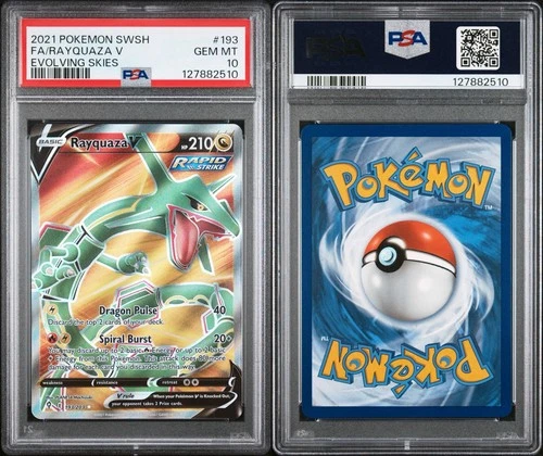Pokémon TCG Evolving Skies Rayquaza v Full Art Holo Card PSA 10 193/203
