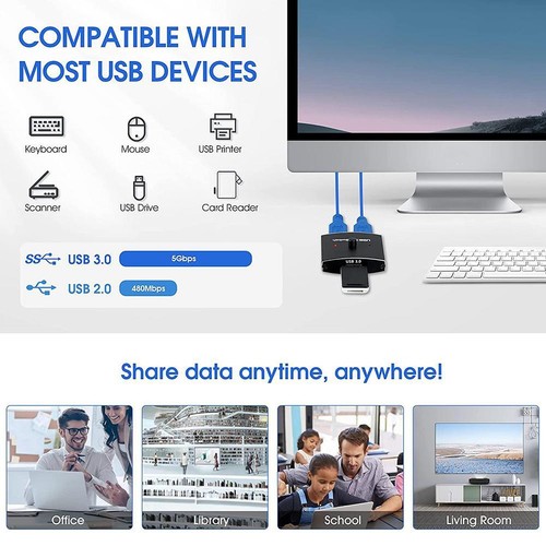 USB 3.0 Switch Selector KVM Switch 5Gbps 2-in-1 Out USB 3.0 Two-Way Sharer NEW - Picture 6 of 10