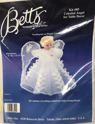 Betts Plastic Canvas Kit Celestial Angel Table Decor Christmas Needlepoint 8''