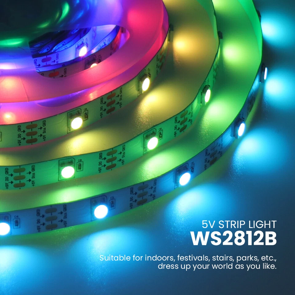 WS2812B 5V 5050 RGB LED Streifen Strip 1-5m Lichtleiste Individuell Adressierbar - Bild 3 von 4