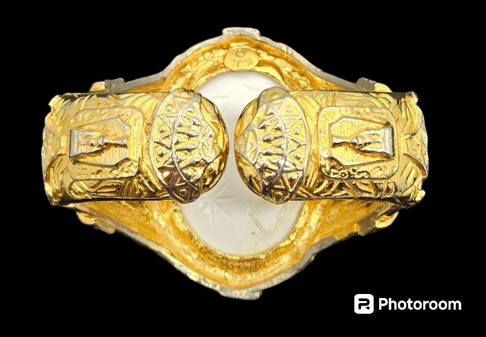 Vintage Kenneth Jay Lane KJL Carved Scarab Gold T… - image 4
