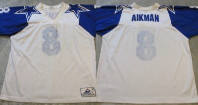 Vintage Troy Aikman Apex One Jersey Mens XL White Blue Football Dallas Cowboys
