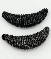 Vintage black beaded shoe clips