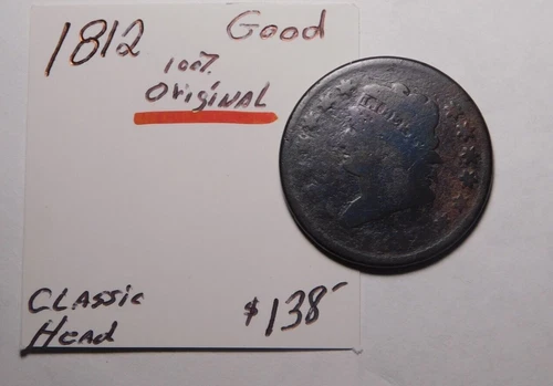 Photo of a 1812-P Large Cent from an eBay listing that sold on Jul 22, 2026