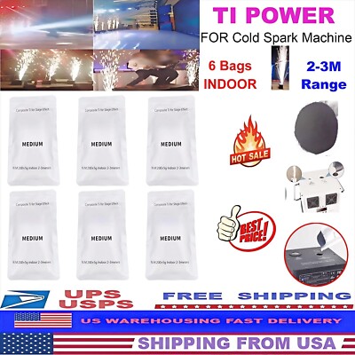 6 Bags Cold Sparks Machine Powder 200g Bag 2-3M Range Stage Effect Indoor