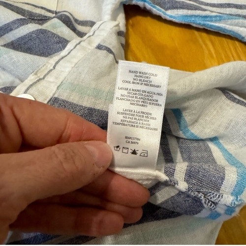 Rails Finley Shirt Mixed Agean Blue Stripe Linen Blend Women’s SIZE SMALL - Picture 12 of 13