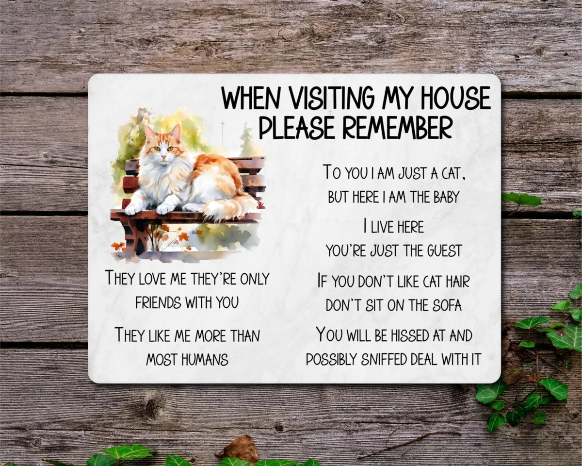 Vintage Waiting at The Door Cat Pet Poem Metal Decoration