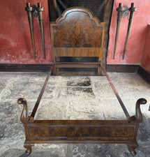 Antique Walnut Art Deco  Period Queen Anne Single Bed Frane  Circa Early 1900's