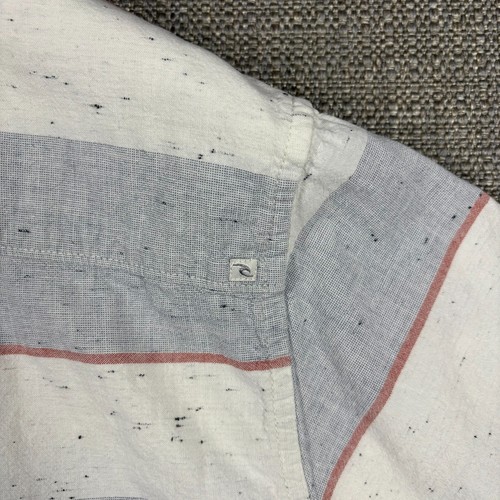 Rip Curl Men's Shirt L Short Sleeve Standard Fit Pocket Striped White Gray Red - Picture 5 of 9