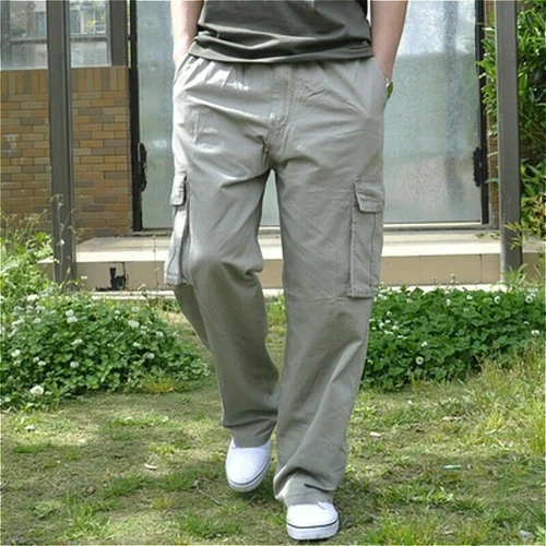 Herren Locker Cargohose Kampf Baggy Angel-Hose Gummibund Arbeitskleidung - Picture 9 of 11