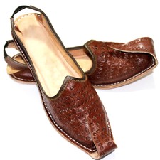 Women pure leather mojari jutti brown sandal handmade khussa punjabi style shoes