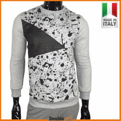 FELPA da UOMO Girocollo Grigia 95% Cotone senza cappuccio per