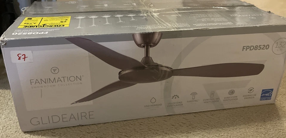 Fanimation GlideAire-52” Brushed Nickel Indoor / Outdoor Ceiling Fan Light - Image 4 of 4