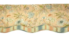 Waverly Cape Coral Fairfield Valance Peach Floral Scalloped Lightweight 79 x 18"
