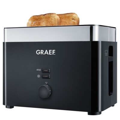 Graef TO 62 Schwarz Toaster Auftaufunktion wärmeisoliertes Gehäuse 1000 Watt