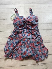 Shekini Women's Multicolor Sweetheart Neck Ruched Bust Cups Floral Swimwear Sz L