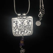 Matiere Premiere Rare Paris Silver Tone Amethyst Citrine Necklace Snake Chain