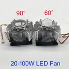 100W LED Aluminium Heat Sink Cooling Fan+60° 90° 120°44mm Lens + Reflector Brack