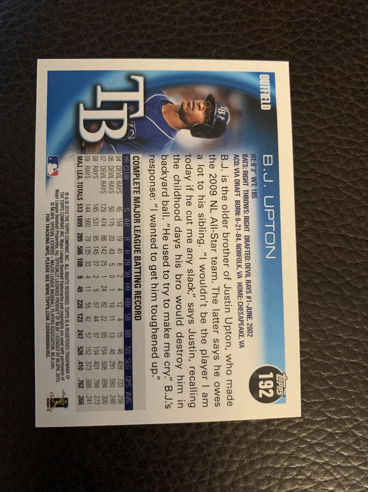 2010 Topps Opening Day BJ Upton #192 - Image 2 of 2