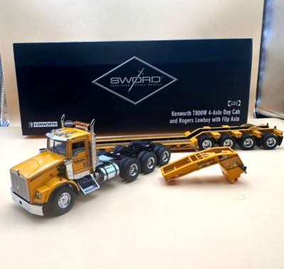 ミニカー SWORD 1/50 Mammoet Kenworth + 4ac Lowboy Kenworth T800W Rogers 4-Axle Flip Lowboy Yellow Sword 1:50 Scale