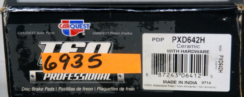 Pastillas de freno delanteras PXD642H TEQ correctas Carquest Fit 95-97 Dodge/Plymouth Neon 6935 Foto 2 de 3