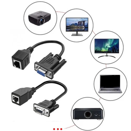 DB9 to RJ45 Cable DB9 Female to RJ45 Female Extender Adapter Converter Cable