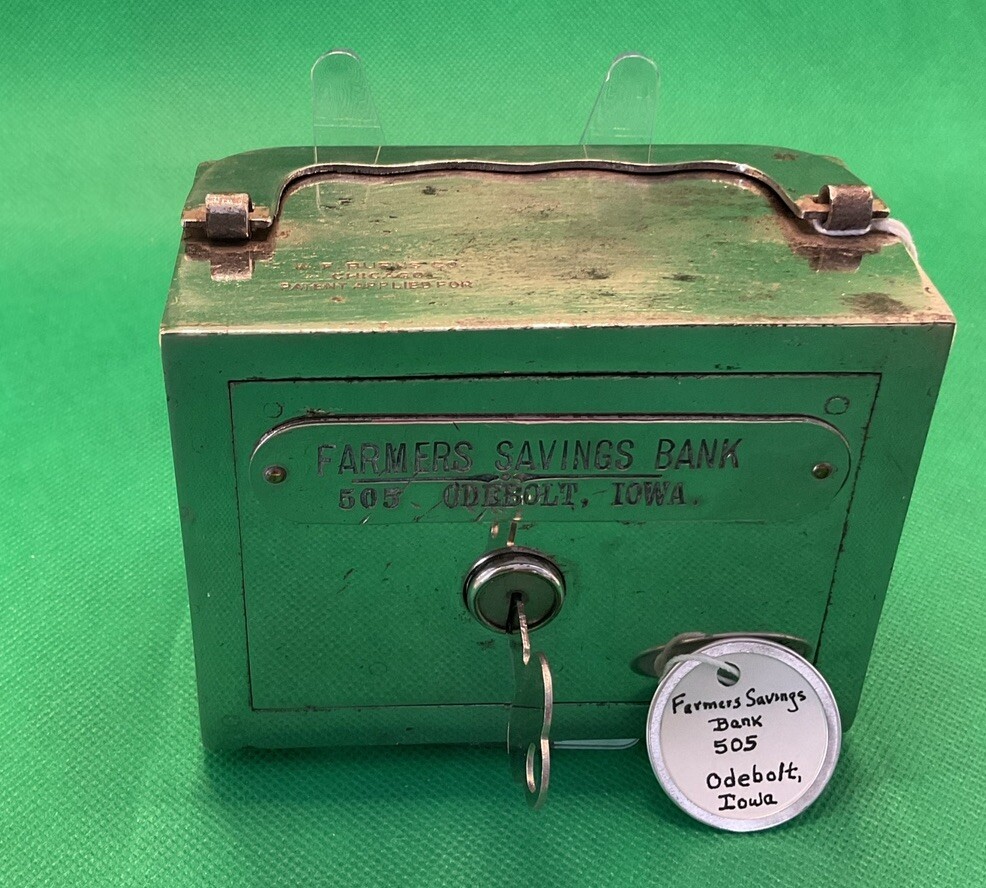 ANTIQUE FARMERS SAVINGS BANK, ODEBOLT IOWA 505 STEEL eBay