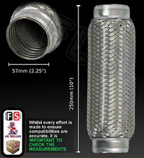 UNIVERSAL STAINLESS WELD ON CAT REPAIR EXHAUST FLEXI 57mmx250mm (2.25"x10")Dodge