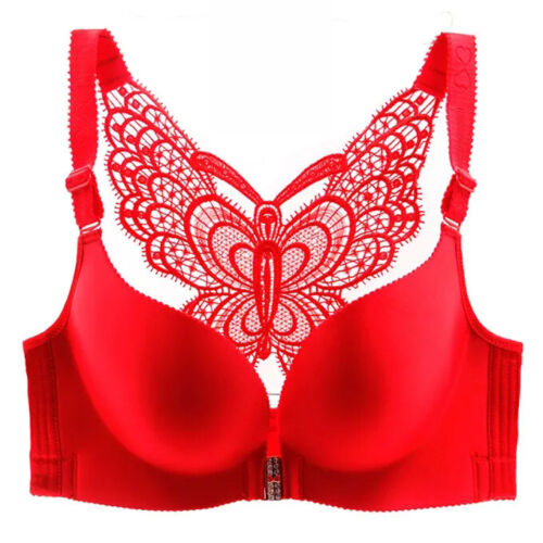  40B Sexy BHs einfarbig rot nahtlos vorderer Verschluss Push Up BH Damen Dessous 90B - Bild 1 von 12