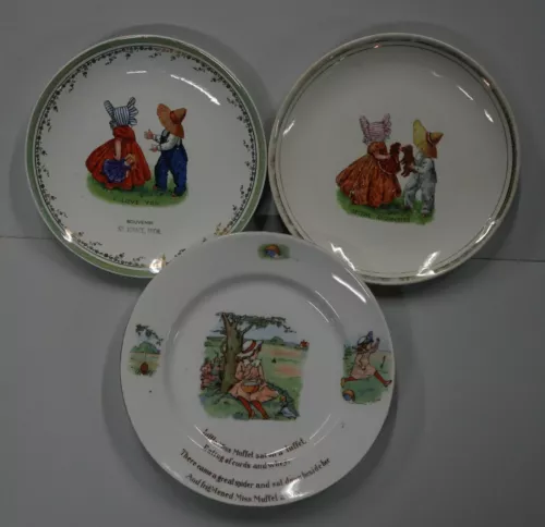 Vintage Set of 3 Children Plates (I love You,Getting Agquainted,Nursery Rhymes)
