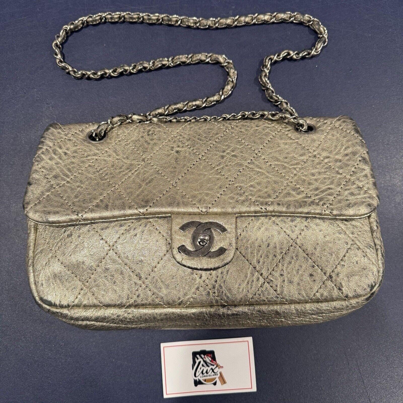 Chanel Le Marais Distressed Metallic Gold 2006-2008 Karl Lagerfeld Era Flap Bag