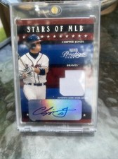 2003 Playoff Prestige Stars of MLB Materials Auto /25 Chipper Jones #PM-14 HOF