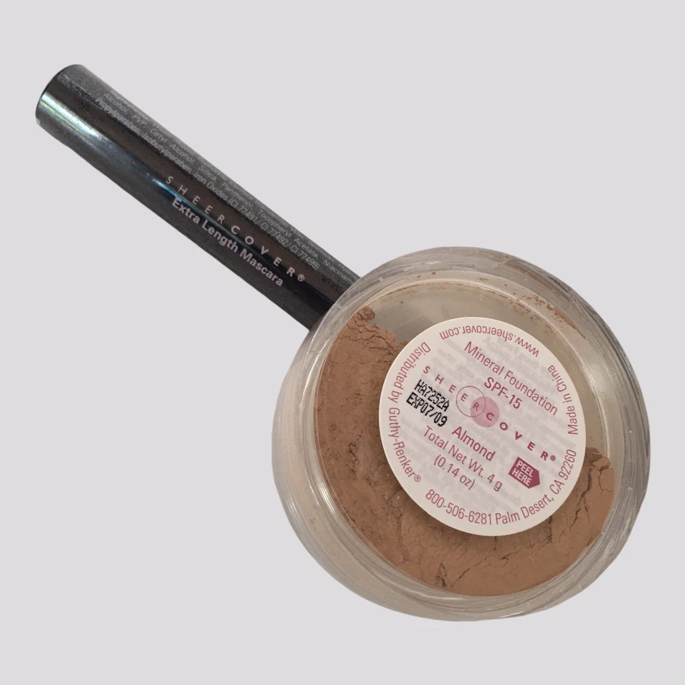 Sheer Cover ALMOND Mineral FOUNDATION SPF-15 0.14oz/4g + Mascara Factory Sealed - Image 4 of 4