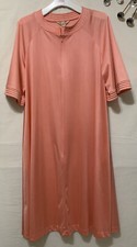 Vintage Vanity Fair Apricot Nylon Lounger House Dress Sz Med